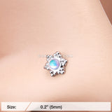 Iridescent Snowflake Sparkle Nose Stud Ring-Clear/White