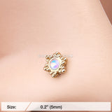 Golden Iridescent Snowflake Sparkle Nose Stud Ring-Gold
