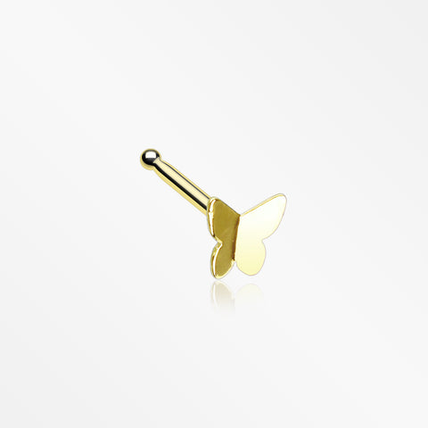 Golden Dainty Butterfly Icon Nose Stud Ring-Gold