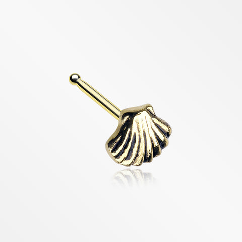 Golden Ariel's Shell Icon Nose Stud Ring-Gold