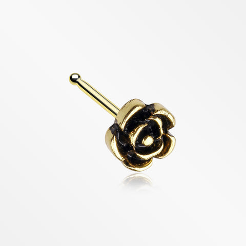 Golden Vintage Rose Icon Nose Stud Ring-Gold