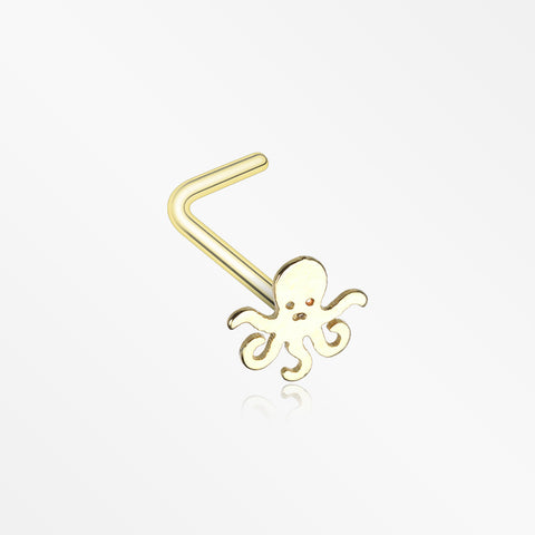 Golden Evil Octopus L-Shaped Nose Ring-Gold