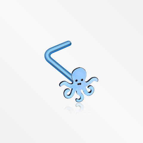 Colorline Evil Octopus L-Shaped Nose Ring-Blue