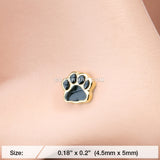 Golden Adorable Paw Print L-Shaped Nose Ring-Gold