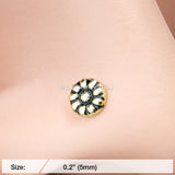 Golden Antique Daisy L-Shaped Nose Ring-Gold