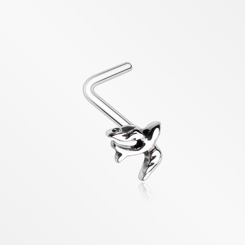 Dainty Swallow Bird L-Shaped Nose Ring-Steel
