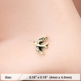 Golden Dainty Swallow Bird L-Shaped Nose Ring-Gold