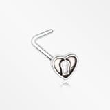 Antique Heart Lock L-Shaped Nose Ring-Steel
