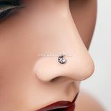 Dainty Crescent Moon & Stars L-Shaped Nose Ring-Steel
