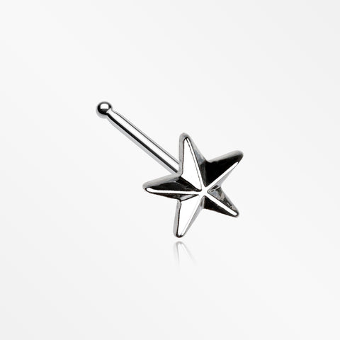 Nautical Star Icon Nose Stud Ring-Steel