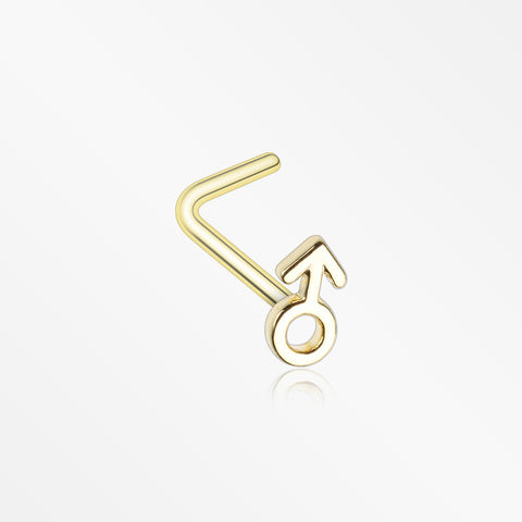 Golden Classic Male Symbol L-Shaped Nose Ring-Gold