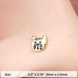 Golden Adorable Kitty Cat L-Shaped Nose Ring-Gold