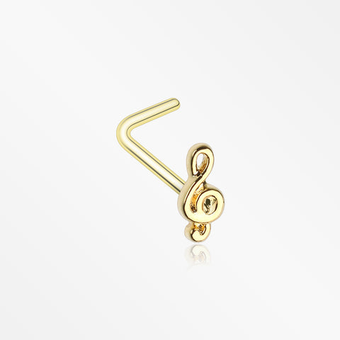 Golden Treble Clef Music Note L-Shaped Nose Ring-Gold