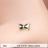 Golden Adorable Dainty Bow-Tie L-Shaped Nose Ring-Gold