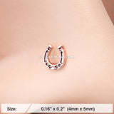 Rose Gold Lucky Horseshoe L-Shaped Nose Ring-Rose Gold