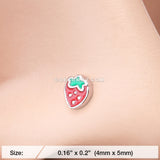 Adorable Strawberry L-Shaped Nose Ring-Red