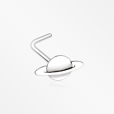 Saturn Planet L-Shaped Nose Ring-Steel