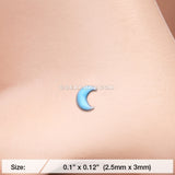 Glow in the Dark Crescent Moon L-Shaped Nose Ring-Blue