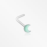 Glow in the Dark Crescent Moon L-Shaped Nose Ring-Green
