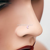 Glow in the Dark Crescent Moon L-Shaped Nose Ring-Pink