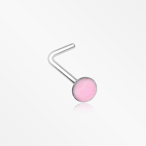 Glow in the Dark Circle L-Shaped Nose Ring-Pink