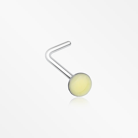 Glow in the Dark Circle L-Shaped Nose Ring-Yellow