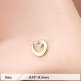 Golden Spiral Swirl Sparkle L-Shaped Nose Ring-Clear