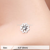 Daisy Breeze Sparkle L-Shaped Nose Ring-Clear