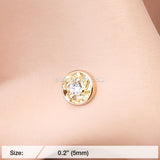 Golden Swirlesque Sparkle Gem L-Shaped Nose Ring-Clear