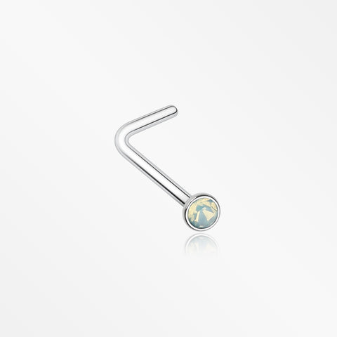 Opalite Gem Sparkle L-Shaped Nose Ring-Pacific Opal