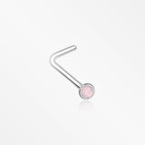 Opalite Gem Sparkle L-Shaped Nose Ring-Rose Water Opal