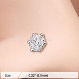 Snowflake Extravagant Sparkle L-Shaped Nose Ring-Clear
