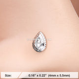 Bali Avice Teardrop Sparkle L-Shaped Nose Ring-Clear