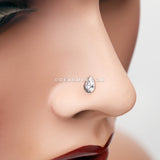 Bali Avice Teardrop Sparkle L-Shaped Nose Ring-Clear