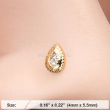 Golden Bali Avice Teardrop Sparkle L-Shaped Nose Ring-Clear