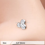 Sparkle Trinity L-Shaped Nose Ring-Clear
