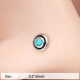 Tribal Circle Turquoise L-Shaped Nose Ring-Turquoise