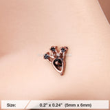 Rose Gold Victoria Trident Icon Nose Stud Ring-Rose Gold