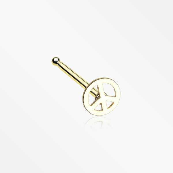 Golden Peace Icon Nose Stud Ring-Gold