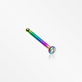 Colorline Press Fit Gem Top Nose Stud Ring-Rainbow/Clear