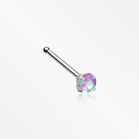 Opal Sparkle Prong Set Nose Stud Ring-Purple