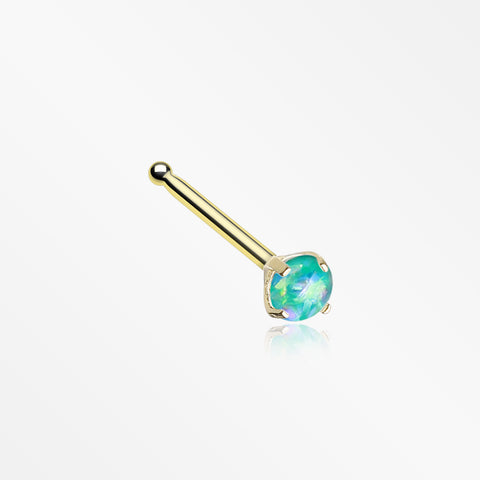 Golden Opal Sparkle Prong Set Nose Stud Ring-Teal