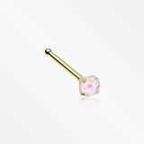 Golden Opal Sparkle Prong Set Nose Stud Ring-White