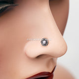 Luna Ornate Filigree Sparkle Icon Nose Stud Ring-Clear