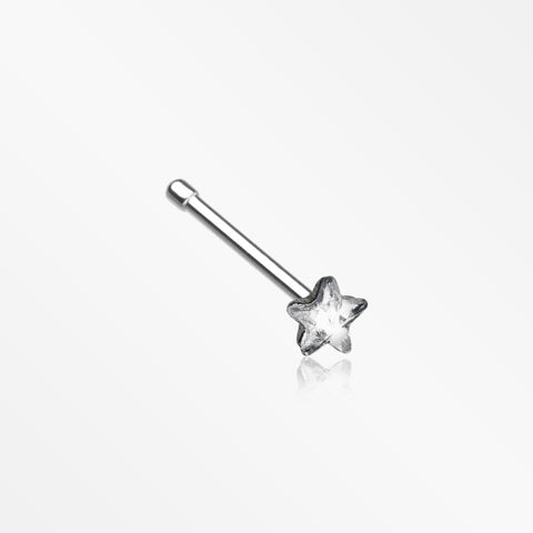 Star Sparkle Steel Nose Stud Ring-Clear