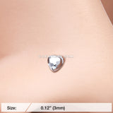 Rose Gold Heart Sparkle Nose Stud Ring-Clear