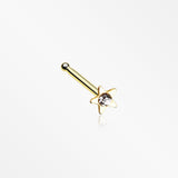 Golden Star Icon Sparkle Nose Stud Ring-Clear