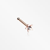 Rose Gold Star Icon Sparkle Nose Stud Ring-Clear