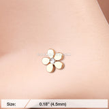 Golden Grand Plumeria Nose Stud Ring-Clear