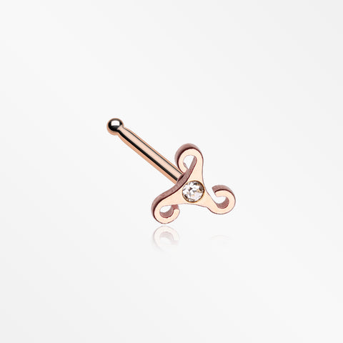 Rose Gold Trinity Icon Sparkle Nose Stud Ring-Clear